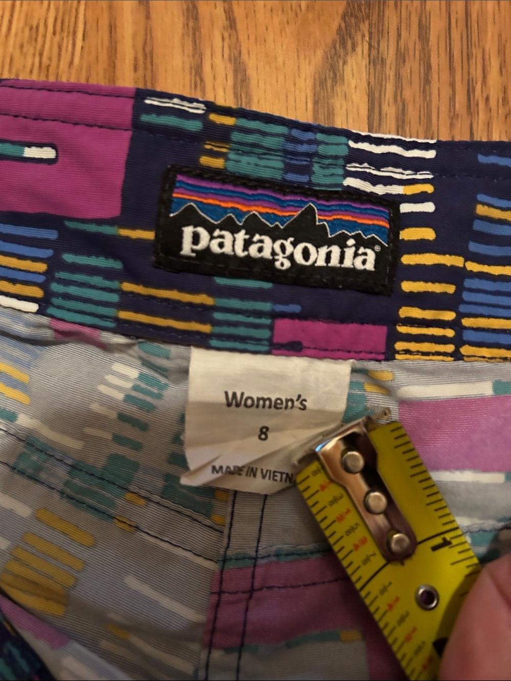 Patagonia Navy Multi-Color Patterned Bike Shorts - Picture 2 of 8
